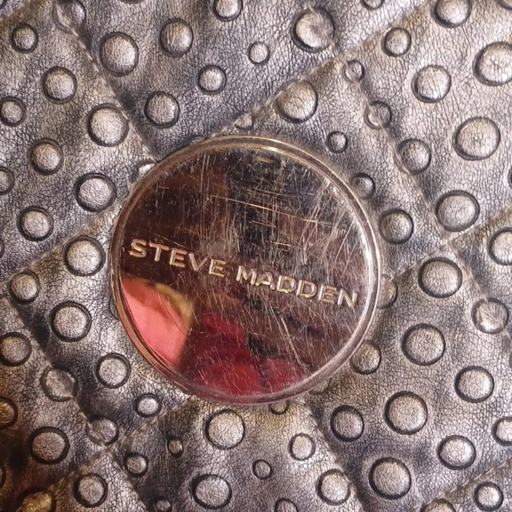 Steve Madden Metallic Silver Quilted Laptop Bag